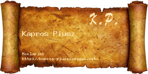 Kapros Piusz névjegykártya